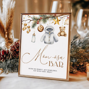 Momosa Bar Boho Kerstvakantie Baby shower Poster