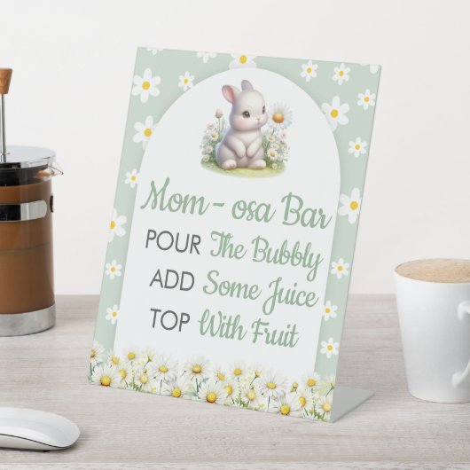 Momosa Bar Bunny Genderneutraal Baby shower Reclamebord Met Voetstuk (Insitu)