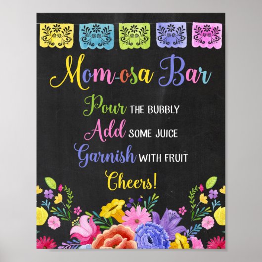 Momosa bar Fiesta baby shower-teken Poster (Voorkant)