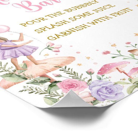 Momosa Bar Floral Fairy Garden Baby Girl Sign Poster (Hoek)