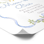 Momosa Bar Gekke Gans Blue Bow Baby shower Poster (Hoek)