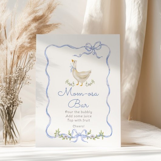 Momosa Bar Gekke Gans Blue Bow Baby shower Poster