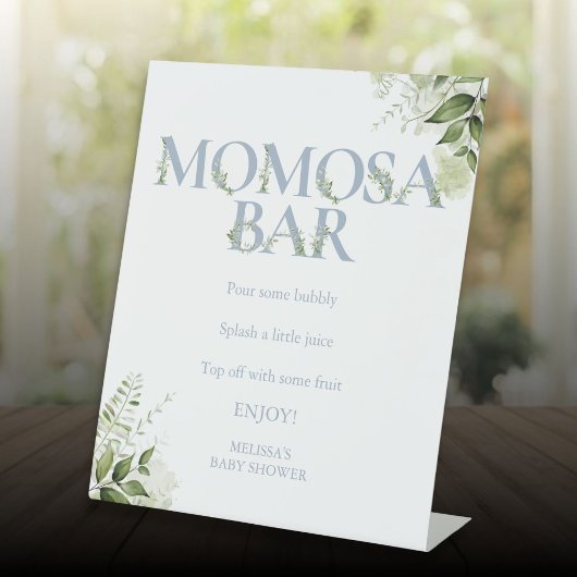 Momosa Bar Groene The Dusty Blue Baby Shower Reclamebord Met Voetstuk
