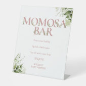 Momosa Bar Groenery Stof Roze Roze Baby Shower Reclamebord Met Voetstuk (Voorkant)