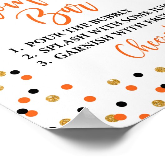 Momosa Bar Halloween Baby shower Sign. Poster (Hoek)