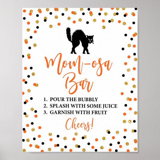 Momosa Bar Halloween Baby shower Sign. Poster (Voorkant)