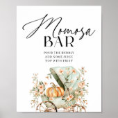 Momosa Bar Herfst Little Pumpkin Baby shower Poster (Voorkant)