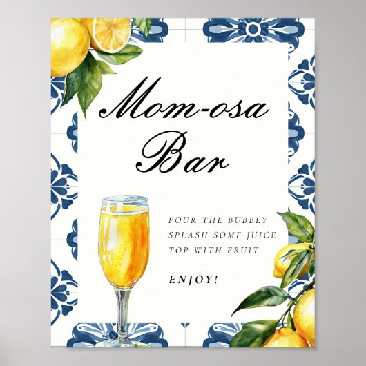 Momosa Bar Lemon Positano Baby shower Sign Poster (Voorkant)