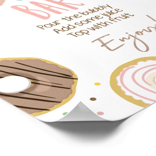 Momosa Bar Ma-Osa Roze Girl Birthday Party Sign Poster (Hoek)