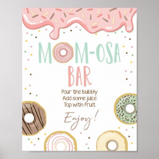 Momosa Bar Ma-Osa Roze Girl Birthday Party Sign Poster (Voorkant)