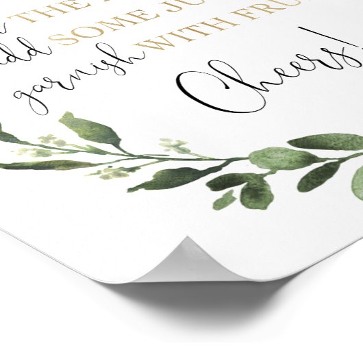 Momosa bar mimosa greenery gold baby shower sign poster (Hoek)