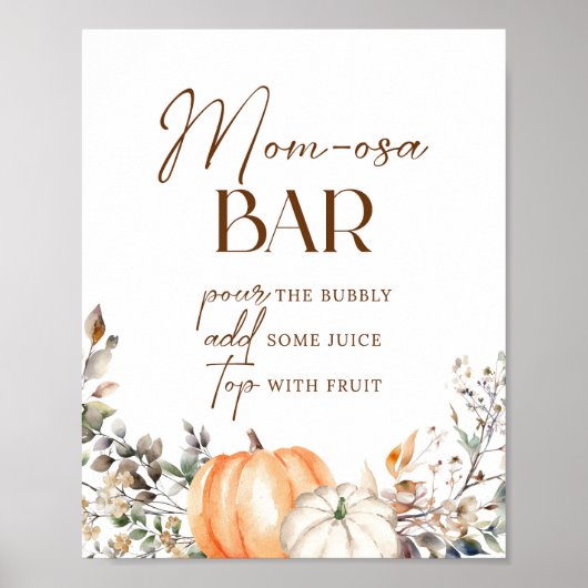 Momosa Bar Pompoen Herfst Herfst Baby shower Poster (Voorkant)