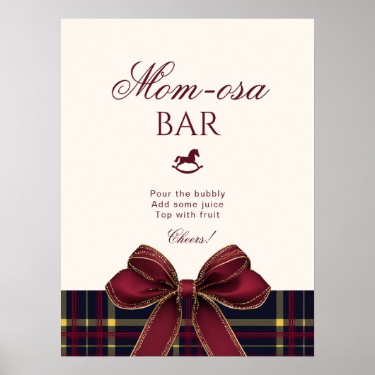 Momosa bar Red Bow Rocking Horse Plaid Poster (Voorkant)