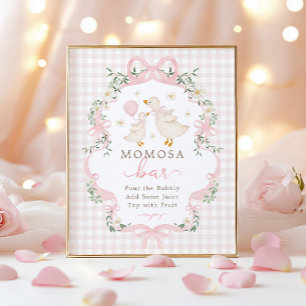 Momosa Bar: Roze Dwaas Gans Baby Shower Bord Poster