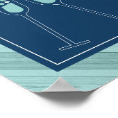 Momosa Bar Sign, Blue en Aqua Poster (Hoek)