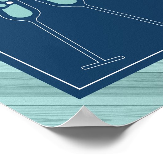 Momosa Bar Sign, Blue en Aqua Poster (Hoek)