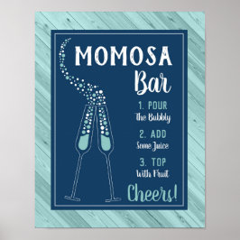 Momosa Bar Sign, Blue en Aqua Poster
