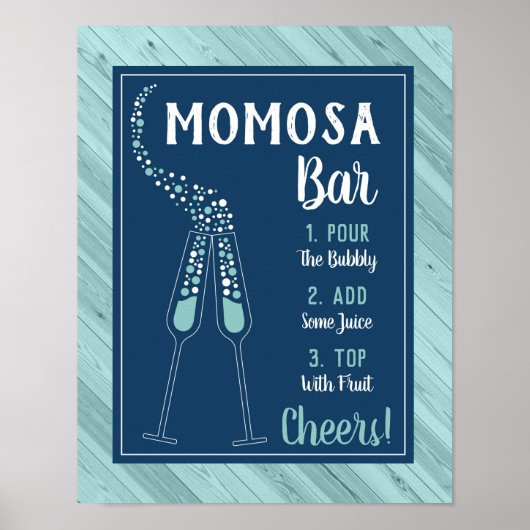 Momosa Bar Sign, Blue en Aqua Poster (Voorkant)