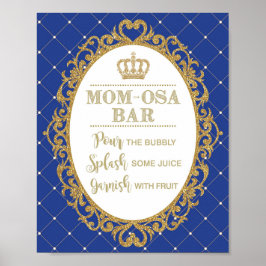 Momosa Bar Sign Royal Blue Gold Prince Mimosa Bar Poster