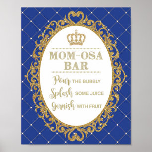 Momosa Bar Sign Royal Blue Gold Prince Mimosa Bar Poster
