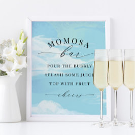 Momosa Bar Sign Sky Clouds Blue Baby shower Poster
