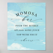 Momosa Bar Sign Sky Clouds Blue Baby shower Poster (Voorkant)