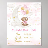 Momosa Bar Teken Maan Teddy Bear Roze Gouden Ballo Poster (Voorkant)