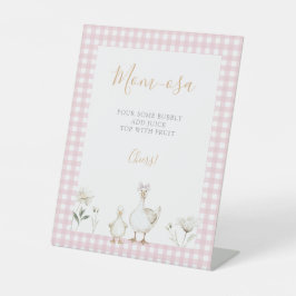 Momosa Bar Vintage Pink Silly Goose Baby Shower Reclamebord Met Voetstuk