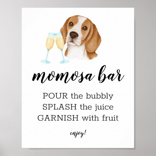 Momosa Bar Waterverf Beagle Theme Sign Poster (Voorkant)