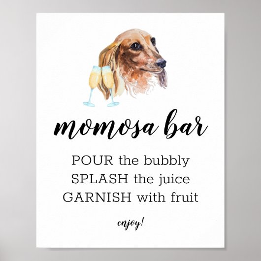 Momosa Bar Waterverf Dachshund Theme Sign. Poster (Voorkant)