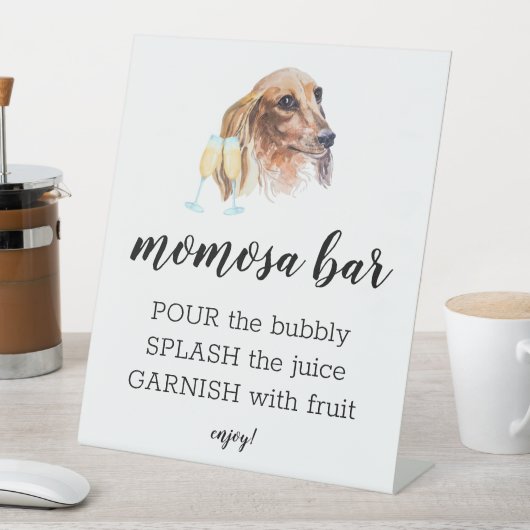 Momosa Bar Waterverf Dachshund Theme Sign. Reclamebord Met Voetstuk (Insitu)