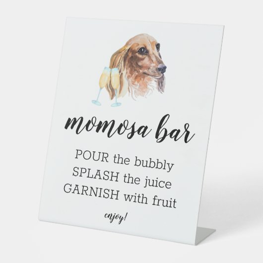 Momosa Bar Waterverf Dachshund Theme Sign. Reclamebord Met Voetstuk (Voorkant)
