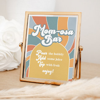 Momosa Groovy Retro Sunshine Baby shower Bar Sign Poster