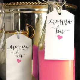 Momosa label voor baby shower met schattig hart cadeaulabel