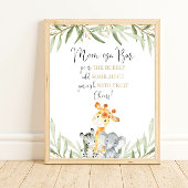 Momosa mom-osa bar safari dier baby shower teken poster