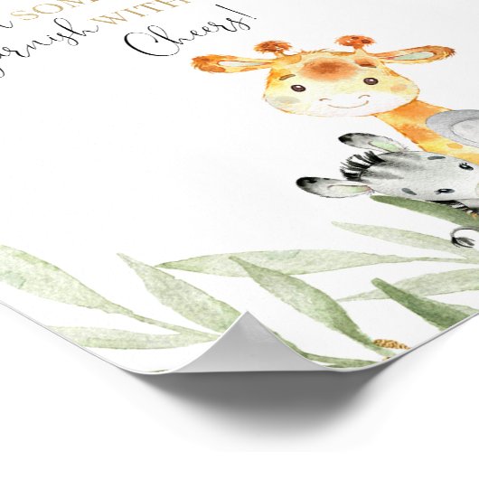 Momosa mom-osa bar safari dier baby shower teken poster (Hoek)