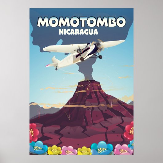 Momotombo Nicaragua vulcano reisprint. Poster (Voorkant)