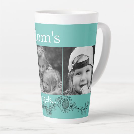 Mom's Angels 3 Foto Zonnebloem Latte Latte Mok (Rechterhoek)