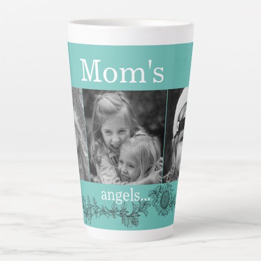 Mom's Angels 3 Foto Zonnebloem Latte Latte Mok (Voorkant)