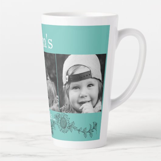 Mom's Angels 3 Foto Zonnebloem Latte Mok (Rechts)