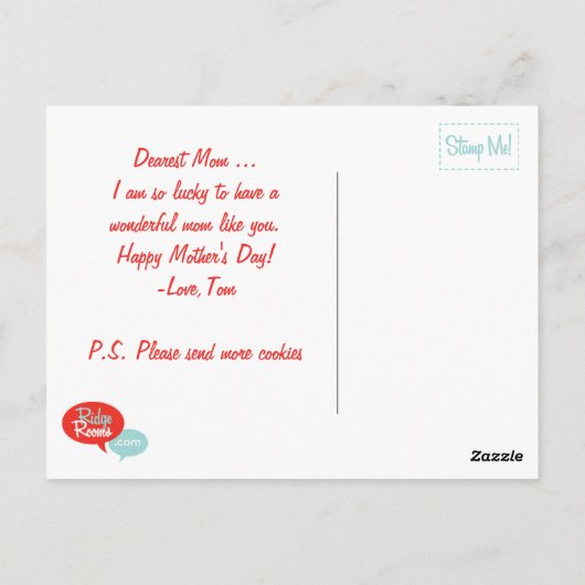 Mom's Bakery Retro Moederdag Briefkaart (Achterkant)