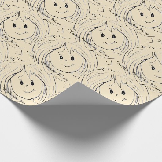 Moms Birthday Animated Face Graphics Cadeaupapier (Hoek)