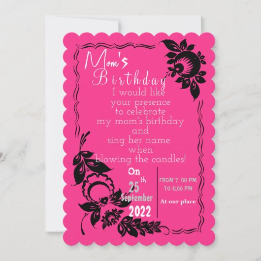 Mom's birthday invitation kaart (Voorkant)