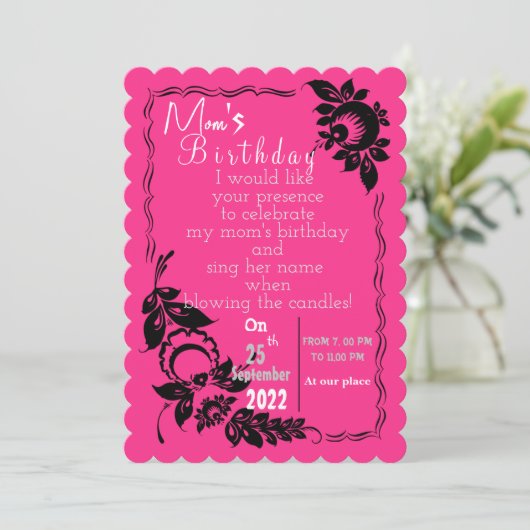 Mom's birthday invitation kaart (Staand voorkant)