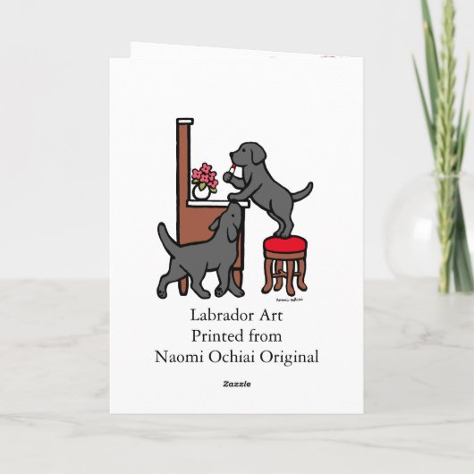 Mom's Black Lab Puppy Duo Kaart (Achterkant)