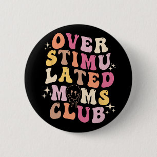Moms Club Retro Groovy Moederdag Ronde Button 5,7 Cm