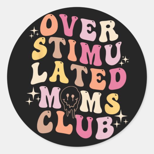 Moms Club Retro Groovy Moederdag Ronde Sticker (Voorkant)