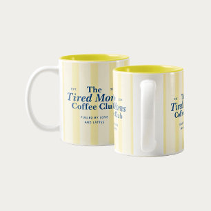 Moms Club Typografie Gele Strepen Tweekleurige Koffiemok