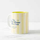Moms Club Typography Yellow Stripes Tweekleurige Koffiemok (Voorkant links)