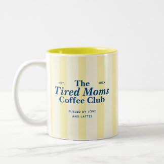 Moms Club Typography Yellow Stripes Tweekleurige Koffiemok